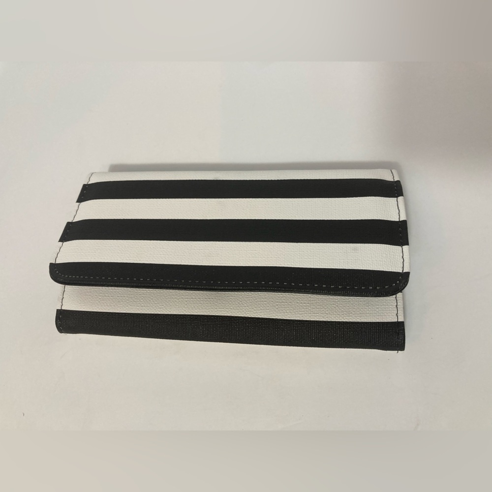 Kut from the kloth black and white striped wallet billfold clutch